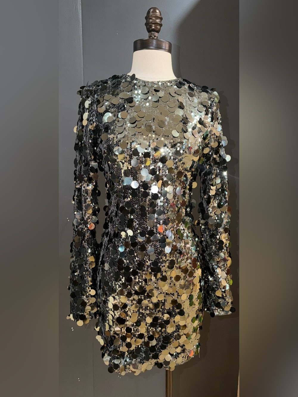 Sequin Sheath Dress in Green and Black
